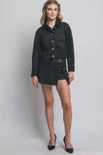 Load image into Gallery viewer, 5578-Suede Mini Skirt With Buckle-BLACK
