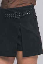 Load image into Gallery viewer, 5578-Suede Mini Skirt With Buckle-BLACK
