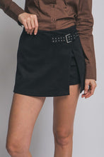 Load image into Gallery viewer, 5578-Suede Mini Skirt With Buckle-BLACK
