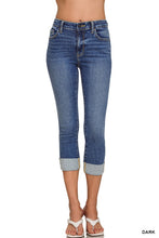 Load image into Gallery viewer, 5941-Cuffed Skinny Cropped Denim-DARK
