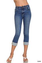 Load image into Gallery viewer, 5941-Cuffed Skinny Cropped Denim-DARK

