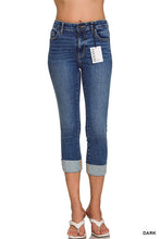 Load image into Gallery viewer, 5941-Cuffed Skinny Cropped Denim-DARK
