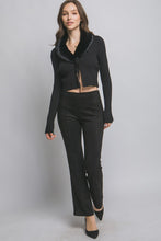 Load image into Gallery viewer, 5619-Faux Fur Collar Sweater Cardigan-BLACK
