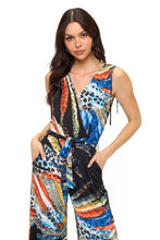 Load image into Gallery viewer, 5183-Surplice Wide Leg Jumpsuit With Belt-ABSTRACT
