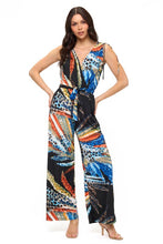 Load image into Gallery viewer, 5183-Surplice Wide Leg Jumpsuit With Belt-ABSTRACT
