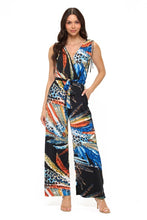 Load image into Gallery viewer, 5183-Surplice Wide Leg Jumpsuit With Belt-ABSTRACT
