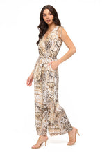 Load image into Gallery viewer, 5182-Surplice Wide Leg Jumpsuit With Belt-animal print
