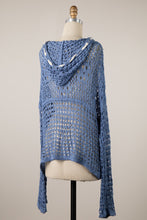 Load image into Gallery viewer, 6135- Lightweight Beach Cover-up Crochet Hoodie-BLUE
