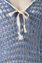 Load image into Gallery viewer, 6135- Lightweight Beach Cover-up Crochet Hoodie-BLUE
