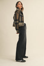 Load image into Gallery viewer, 6654- Plaid Fuzzy Sweater Cropped Jacket-BROWN
