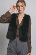 Load image into Gallery viewer, 5576-V-neckline Faux Fur Vest-BLACK
