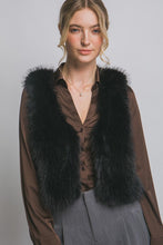 Load image into Gallery viewer, 5576-V-neckline Faux Fur Vest-BLACK
