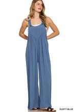 Load image into Gallery viewer, 5364-Woven Rayon Crepe Overalls-DUSTY BLUE
