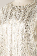 Load image into Gallery viewer, 5359-Metallic Braid Knit Cropped Sweater Top-CHAMPAGNE
