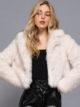 Load image into Gallery viewer, 6403- Long Sleeve  Faux Fur Cropped Jacket-CREAM
