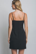 Load image into Gallery viewer, 5575-Mini Dress W/side Rhinestone Bow Detail-BLACK
