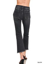 Load image into Gallery viewer, 5450- ZENANA High Rise Straight Raw Hem Cropped Denim Pants-BLACK
