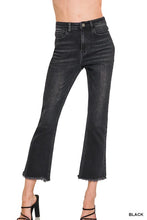 Load image into Gallery viewer, 5450- ZENANA High Rise Straight Raw Hem Cropped Denim Pants-BLACK
