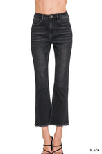 Load image into Gallery viewer, 5450- ZENANA High Rise Straight Raw Hem Cropped Denim Pants-BLACK
