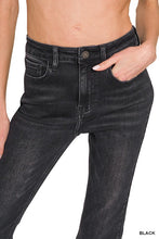 Load image into Gallery viewer, 5450- ZENANA High Rise Straight Raw Hem Cropped Denim Pants-BLACK

