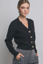 Load image into Gallery viewer, 5616-Elegant Metal Button Up Cardigan-BLACK

