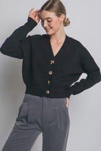 Load image into Gallery viewer, 5616-Elegant Metal Button Up Cardigan-BLACK
