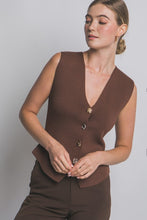 Load image into Gallery viewer, 5618-Button-front Knit Vest-MOCHA

