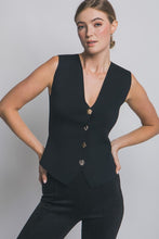 Load image into Gallery viewer, 5617-Button-front Knit Vest-BLACK
