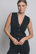 Load image into Gallery viewer, 5617-Button-front Knit Vest-BLACK
