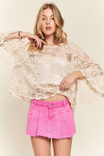 Load image into Gallery viewer, 5974-Bell Sleeve Crochet Top Blouse -NATURAL
