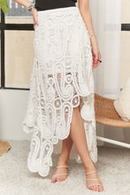 Load image into Gallery viewer, 5067-Crochet Lace High Low Maxi Skirt-WHITE
