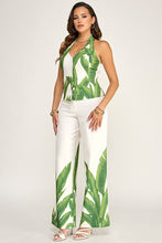 Load image into Gallery viewer, 6204- Printed Halter Zip Up Vest with High Waist Pants
