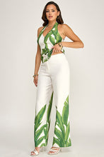 Load image into Gallery viewer, 6204- Printed Halter Zip Up Vest with High Waist Pants
