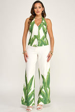 Load image into Gallery viewer, 6204- Printed Halter Zip Up Vest with High Waist Pants
