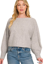 Load image into Gallery viewer, 6507- Boat Neck Balloon Sleeve Sweater-H. GREY

