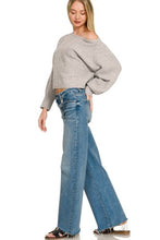 Load image into Gallery viewer, 6507- Boat Neck Balloon Sleeve Sweater-H. GREY
