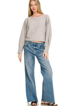 Load image into Gallery viewer, 6507- Boat Neck Balloon Sleeve Sweater-H. GREY
