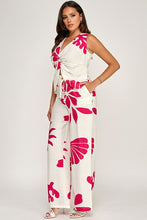 Load image into Gallery viewer, 6219- Printed Front Twist Detail Top with Pants Set-FUCSHIA
