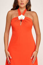 Load image into Gallery viewer, 6329- Orchid Flower Neck Detail Maxi Dress-RED

