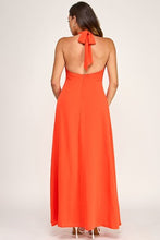 Load image into Gallery viewer, 6329- Orchid Flower Neck Detail Maxi Dress-RED
