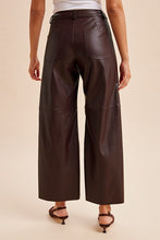 Load image into Gallery viewer, 6653- Stretch Faux Leather Wide Leg Pants-BROWN
