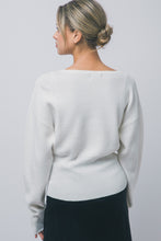 Load image into Gallery viewer, 6691 Lace-trim Faux-wrap Knit Sweater-IVORY
