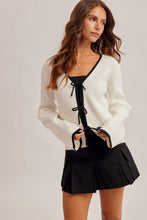 Load image into Gallery viewer, 6491- Tie Front Detail V Neck Long Sleeve Cardigan
