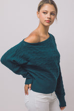 Load image into Gallery viewer, 6692 -Asymmetric Cable-knit Off-shoulder-TEAL

