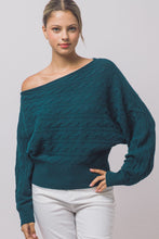 Load image into Gallery viewer, 6692 -Asymmetric Cable-knit Off-shoulder-TEAL
