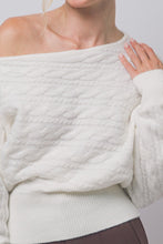 Load image into Gallery viewer, 6693 -Asymmetric Cable-knit Off-shoulder-IVORY
