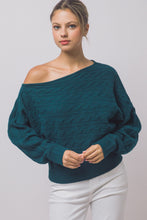 Load image into Gallery viewer, 6692 -Asymmetric Cable-knit Off-shoulder-TEAL
