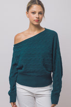 Load image into Gallery viewer, 6692 -Asymmetric Cable-knit Off-shoulder-TEAL
