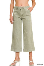 Load image into Gallery viewer, 6564- ZENANA- Cropped Wide Leg Color Denim Pants-LT. OLIVE
