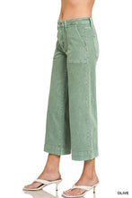 Load image into Gallery viewer, 6388- ZENANA- Cropped Wide Leg Color Denim Pants-OLIVE
